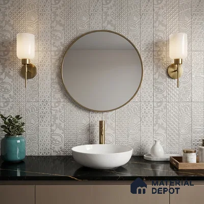 Subway Wall & Floor Handmade Tile TL 05862 C Paisley Swirls Pearl Paisley 297 mm x 72 mm Vitrified - 9 mm | 4 Random Patterns | Suitable For Kitchen, Accent/Feature Wall, Bathroom