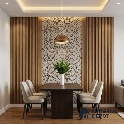 Metallic Wall Handmade Tile TL 05864 D Oval Grid Bronze Scroll 96 mm x 96 mm Vitrified - 9 mm | 4 Random Patterns | Suitable For Living Room, Bedroom, Kitchen