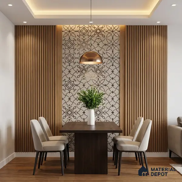 Metallic Wall Handmade Tile TL 05864 D Oval Grid Bronze Scroll 96 mm x 96 mm Vitrified - 9 mm | 4 Random Patterns | Suitable For Living Room, Bedroom, Kitchen