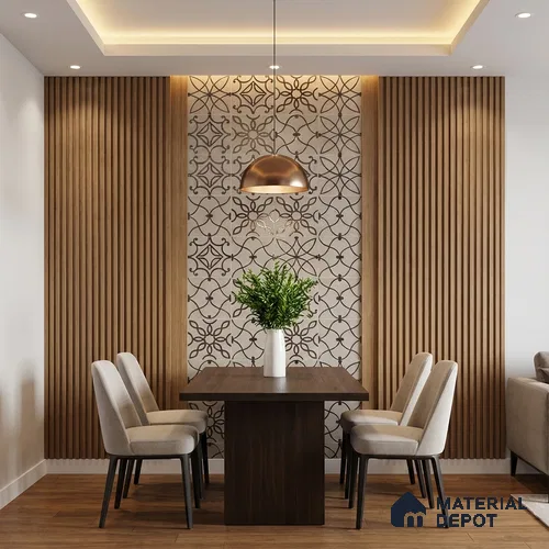 Metallic Wall Handmade Tile TL 05864 D Oval Grid Bronze Scroll 96 mm x 96 mm Vitrified - 9 mm | 4 Random Patterns | Suitable For Living Room, Bedroom, Kitchen