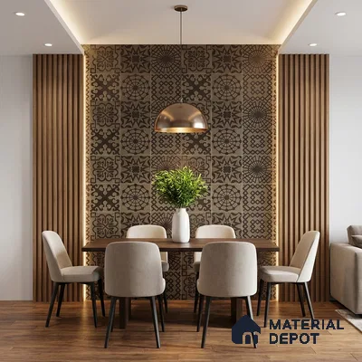 Metallic Wall Handmade Tile TL 05866 H Floral Burst Antique Charm 148 mm x 148 mm Vitrified - 9 mm | 6 Random Patterns | Suitable For Kitchen, Accent/Feature Wall, Bathroom