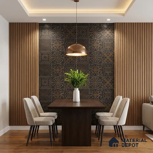 Metallic Wall Handmade Tile TL 05866 D Swirl Bloom Bronze Charm 148 mm x 148 mm Vitrified - 9 mm | 6 Random Patterns | Suitable For Kitchen, Accent/Feature Wall, Bathroom