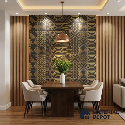 Metallic Wall Handmade Tile TL 05867 H Cross Align Opulent Metal 96 mm x 96 mm Vitrified - 9 mm | 8 Random Patterns | Suitable For Living Room, Bedroom, Kitchen