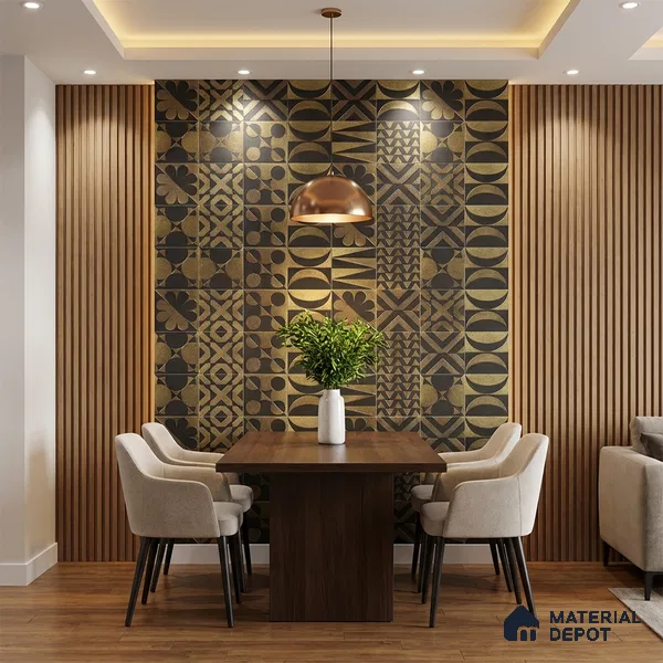 Metallic Wall Handmade Tile TL 05867 H Cross Align Opulent Metal 96 mm x 96 mm Vitrified - 9 mm | 8 Random Patterns | Suitable For Living Room, Bedroom, Kitchen