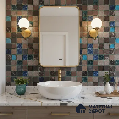 Mosaic Wall Tile TL 05868 B Ocean Mosaic Mosaic Jewel 297 mm x 297 mm Vitrified - 9 mm | Random Mix Patterns | Suitable For Living Room, Bedroom, Kitchen