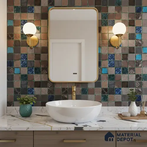 Mosaic Wall Tile TL 05868 B Ocean Mosaic Mosaic Jewel 297 mm x 297 mm Vitrified - 9 mm | Random Mix Patterns | Suitable For Living Room, Bedroom, Kitchen