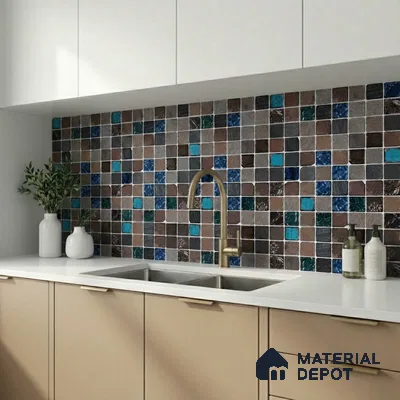 Mosaic Wall Tile TL 05868 B Ocean Mosaic Mosaic Jewel 297 mm x 297 mm Vitrified - 9 mm | Random Mix Patterns | Suitable For Living Room, Bedroom, Kitchen
