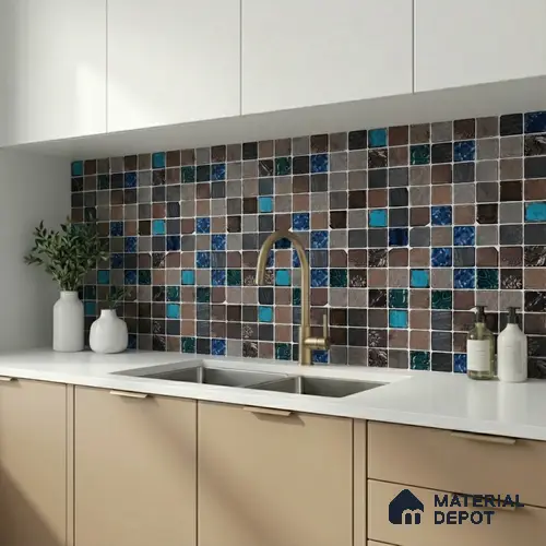 Mosaic Wall Tile TL 05868 B Ocean Mosaic Mosaic Jewel 297 mm x 297 mm Vitrified - 9 mm | Random Mix Patterns | Suitable For Living Room, Bedroom, Kitchen