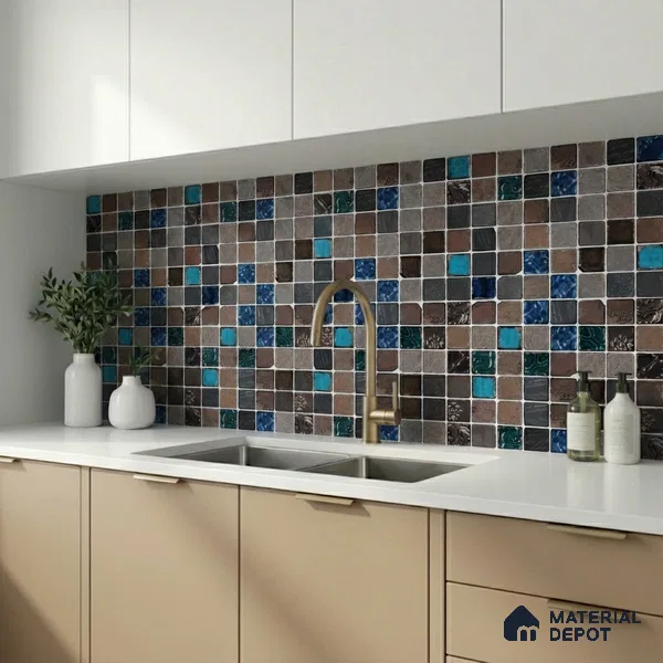 Mosaic Wall Tile TL 05868 B Ocean Mosaic Mosaic Jewel 297 mm x 297 mm Vitrified - 9 mm | Random Mix Patterns | Suitable For Living Room, Bedroom, Kitchen