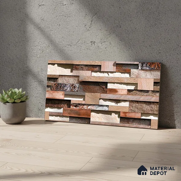 TL 05887 Chestnut Cocoa 600x300 mm Sugar Finish Random Design Vitrified Elevation Wall Tile - 8 mm