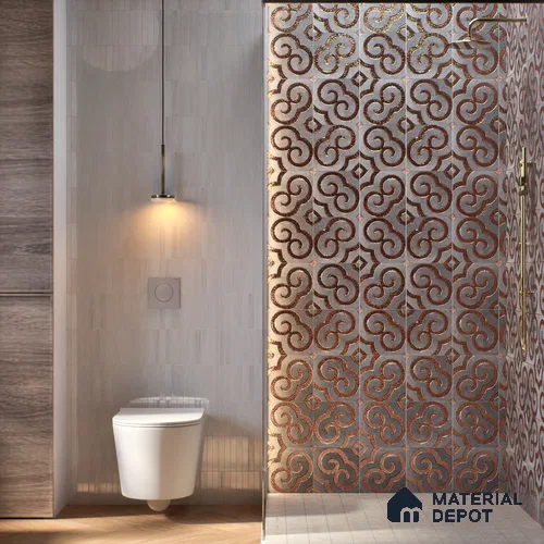 Metallic Wall Tile TL 05897 B Arte 197 mm x 197 mm Vitrified - 9 mm | Handcrafted Precious Metal | Suitable For Dry Area, Living Room, Bedroom