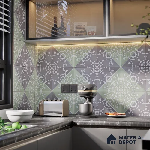 Patterned Wall Tile TL 05899 B Infinity 197 mm x 197 mm Vitrified - 9 mm | Handcrafted | Suitable For Living Room, Bedroom, Kitchen | Please Expect a Slight Variation of Pattern