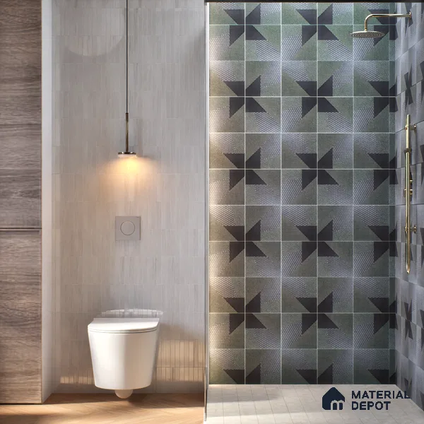Patterned Wall & Floor Tile TL 05902 Origami 297 mm x 297 mm Vitrified - 9 mm | Suitable For Wet Area, Living Room, Bedroom, Kitchen