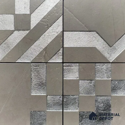 Metallic Wall Tile TL 05905 Arte 148 mm x 148 mm Vitrified - 9 mm | Handcrafted Precious Metal | Suitable For Dry Area, Living Room, Bedroom | Random Design