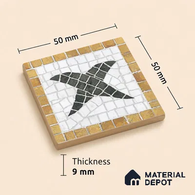 Moroccan Tile Border TL 05909 B Spatial Accent Series 2 x 2 inch Vitrified Matte Finish Center Tile - 9 mm | Suitable for Decorative Highlighter Border