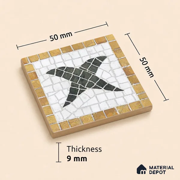 Moroccan Tile Border TL 05909 B Spatial Accent Series 2 x 2 inch Vitrified Matte Finish Center Tile - 9 mm | Suitable for Decorative Highlighter Border