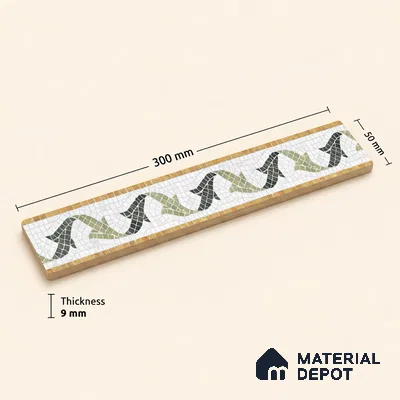 Geometric Look Border Tile TL 05909 Spatial Accent Series 1 ft x 2 inch Vitrified Matte Finish Tile Border - 9 mm (Sample)