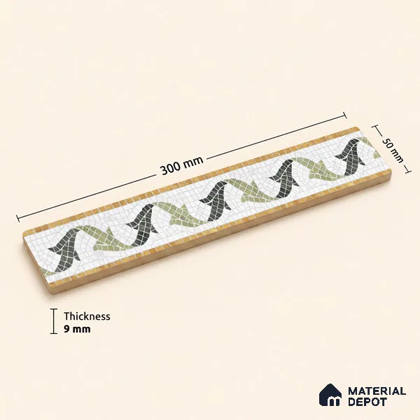 Geometric Look Border Tile TL 05909 Spatial Accent Series 1 ft x 2 inch Vitrified Matte Finish Tile Border - 9 mm (Sample)