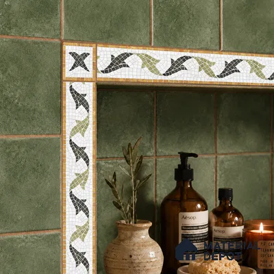 Geometric Look Border Tile TL 05909 Spatial Accent Series 1 ft x 2 inch Vitrified Matte Finish Tile Border - 9 mm (Sample)