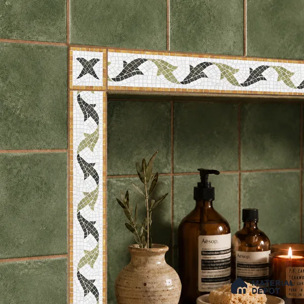 Geometric Look Border Tile TL 05909 Spatial Accent Series 1 ft x 2 inch Vitrified Matte Finish Tile Border - 9 mm (Sample)