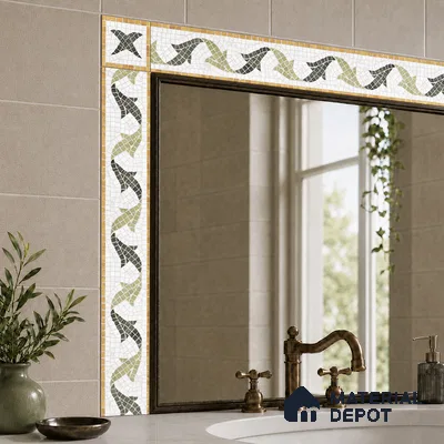 Geometric Look Border Tile TL 05909 Spatial Accent Series 1 ft x 2 inch Vitrified Matte Finish Tile Border - 9 mm (Sample)
