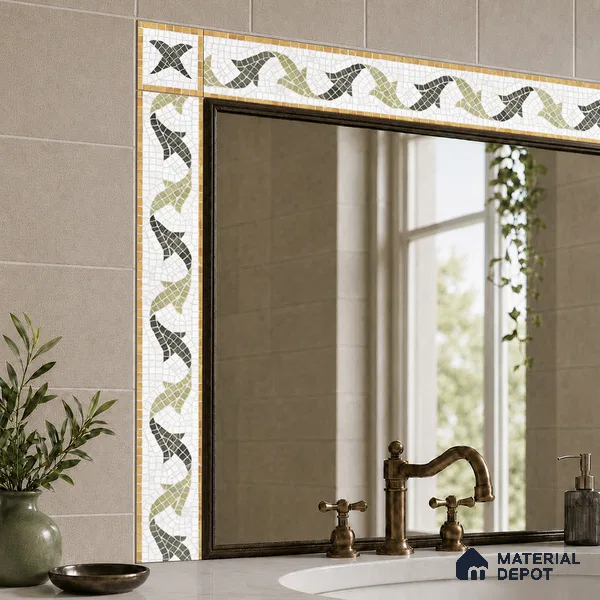 Geometric Look Border Tile TL 05909 Spatial Accent Series 1 ft x 2 inch Vitrified Matte Finish Tile Border - 9 mm (Sample)