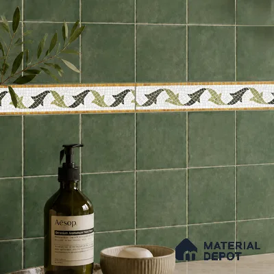 Geometric Look Border Tile TL 05909 Spatial Accent Series 1 ft x 2 inch Vitrified Matte Finish Tile Border - 9 mm (Sample)