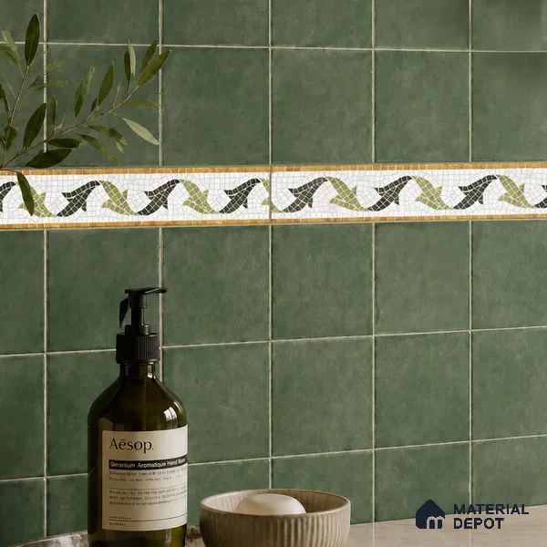 Geometric Look Border Tile TL 05909 Spatial Accent Series 1 ft x 2 inch Vitrified Matte Finish Tile Border - 9 mm (Sample)