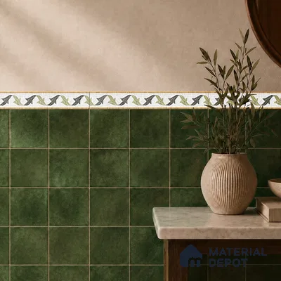 Geometric Look Border Tile TL 05909 Spatial Accent Series 1 ft x 2 inch Vitrified Matte Finish Tile Border - 9 mm (Sample)