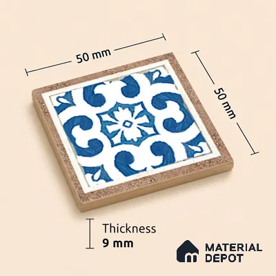 Moroccan Tile Border TL 05910 B Spatial Accent Series 2 x 2 inch Vitrified Matte Finish Center Tile - 9 mm | Suitable for Decorative Highlighter Border