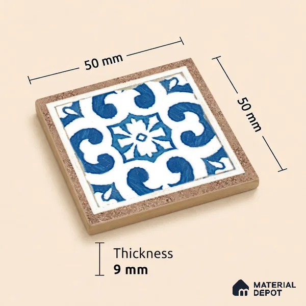 Moroccan Tile Border TL 05910 B Spatial Accent Series 2 x 2 inch Vitrified Matte Finish Center Tile - 9 mm | Suitable for Decorative Highlighter Border