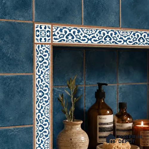 Moroccan Tile Border TL 05910 B Spatial Accent Series 2 x 2 inch Vitrified Matte Finish Center Tile - 9 mm | Suitable for Decorative Highlighter Border