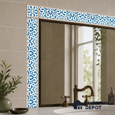 Moroccan Tile Border TL 05910 B Spatial Accent Series 2 x 2 inch Vitrified Matte Finish Center Tile - 9 mm | Suitable for Decorative Highlighter Border