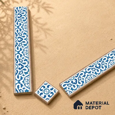 Moroccan Tile Border TL 05910 B Spatial Accent Series 2 x 2 inch Vitrified Matte Finish Center Tile - 9 mm | Suitable for Decorative Highlighter Border
