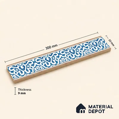 Moroccan Tile Border TL 05910 Spatial Accent Series 1 ft x 2 inch Vitrified Matte Finish Tile Border - 9 mm | Suitable for Decorative Highlighter Border