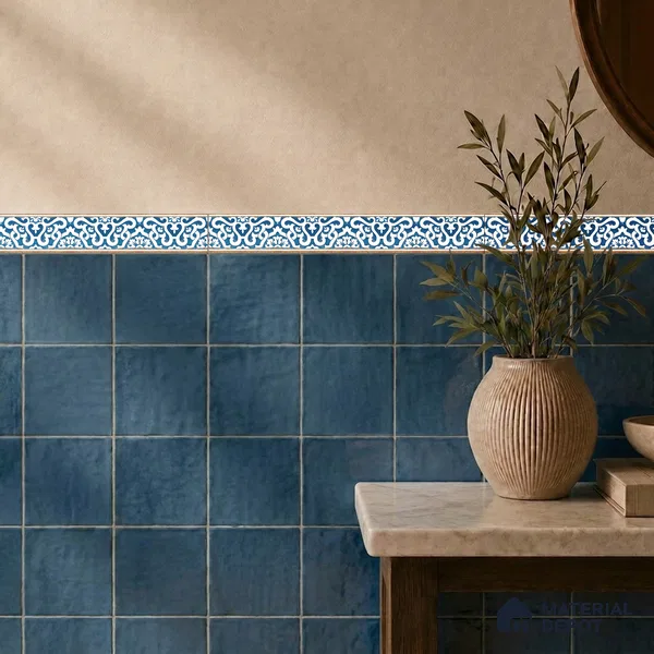 Moroccan Tile Border TL 05910 Spatial Accent Series 1 ft x 2 inch Vitrified Matte Finish Tile Border - 9 mm | Suitable for Decorative Highlighter Border
