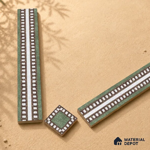 Patterned Tile Border TL 05911 Spatial Accent Series 1 ft x 2 inch Vitrified Matte Finish Tile Border - 9 mm | Suitable for Decorative Highlighter Border