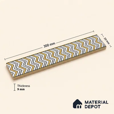Moroccan Tile Border TL 05912 Spatial Accent Series 1 ft x 2 inch Vitrified Matte Finish Tile Border - 9 mm | Suitable for Decorative Highlighter Border