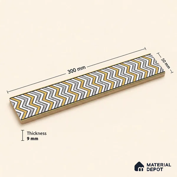 Moroccan Tile Border TL 05912 Spatial Accent Series 1 ft x 2 inch Vitrified Matte Finish Tile Border - 9 mm | Suitable for Decorative Highlighter Border