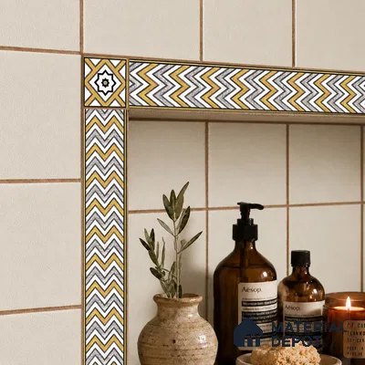 Moroccan Tile Border TL 05912 Spatial Accent Series 1 ft x 2 inch Vitrified Matte Finish Tile Border - 9 mm | Suitable for Decorative Highlighter Border