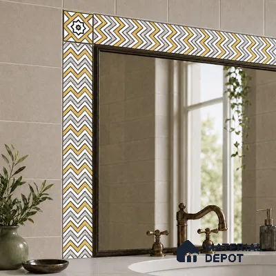 Moroccan Tile Border TL 05912 Spatial Accent Series 1 ft x 2 inch Vitrified Matte Finish Tile Border - 9 mm | Suitable for Decorative Highlighter Border