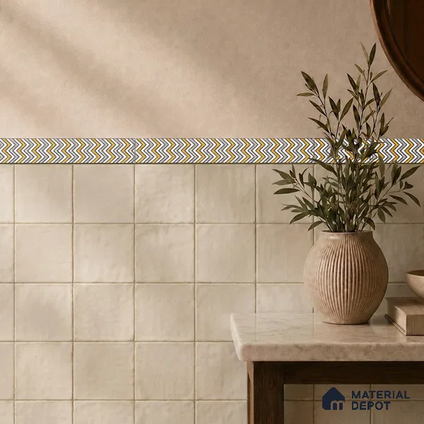 Moroccan Tile Border TL 05912 Spatial Accent Series 1 ft x 2 inch Vitrified Matte Finish Tile Border - 9 mm | Suitable for Decorative Highlighter Border