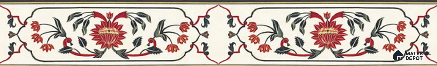 Floral Tile Border TL 05914 Spatial Accent Series 1 ft x 2 inch Vitrified Matte Finish Tile Border - 9 mm | Suitable for Decorative Highlighter Border