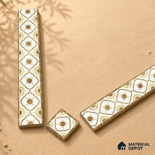 Patterned Tile Border TL 05915 B Spatial Accent Series 2 x 2 inch Vitrified Matte Finish Center Tile - 9 mm | Suitable for Decorative Highlighter Border