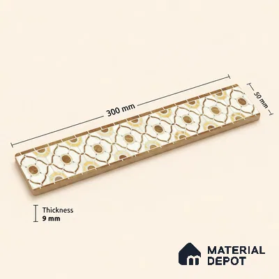 Patterned Tile Border TL 05915 Spatial Accent Series 1 ft x 2 inch Vitrified Matte Finish Tile Border - 9 mm | Suitable for Decorative Highlighter Border
