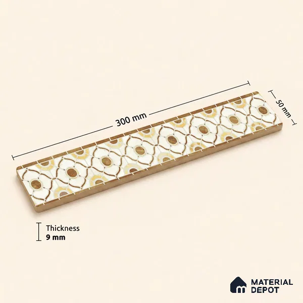 Patterned Tile Border TL 05915 Spatial Accent Series 1 ft x 2 inch Vitrified Matte Finish Tile Border - 9 mm | Suitable for Decorative Highlighter Border