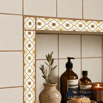 Patterned Tile Border TL 05915 Spatial Accent Series 1 ft x 2 inch Vitrified Matte Finish Tile Border - 9 mm | Suitable for Decorative Highlighter Border