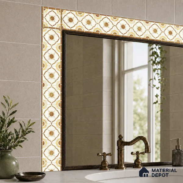 Patterned Tile Border TL 05915 Spatial Accent Series 1 ft x 2 inch Vitrified Matte Finish Tile Border - 9 mm | Suitable for Decorative Highlighter Border