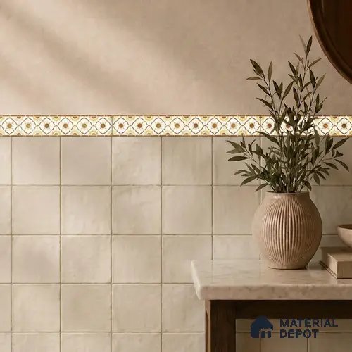 Patterned Tile Border TL 05915 Spatial Accent Series 1 ft x 2 inch Vitrified Matte Finish Tile Border - 9 mm | Suitable for Decorative Highlighter Border