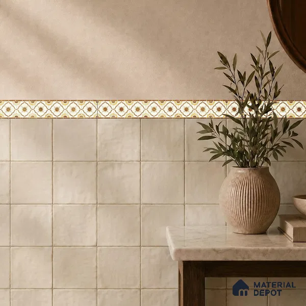 Patterned Tile Border TL 05915 Spatial Accent Series 1 ft x 2 inch Vitrified Matte Finish Tile Border - 9 mm | Suitable for Decorative Highlighter Border